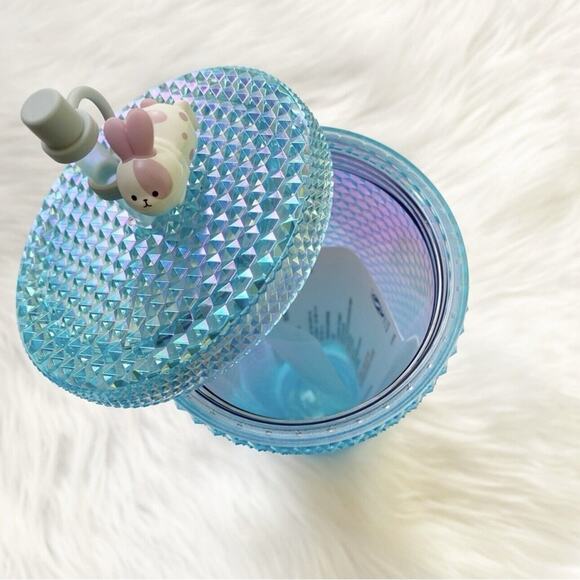 NEW Starbucks 2020 China Blue Diamond Studded Tumbler Venti Bunny Topper Rare - Picture 8 of 13